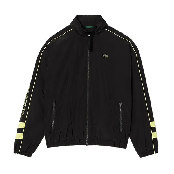 Áo Khoác Nam Lacoste Men's Contrast Details Water-Resistant Zip-Up Jacket BH1607-6VT Màu Đen Size 48