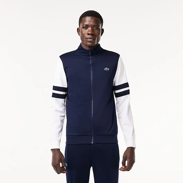 Áo Khoác Nam Lacoste Men's Zip-Up Stretch Tennis Sweatshirt SH7521-51 525 Màu Xanh Navy Size 4