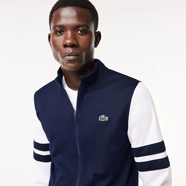 Áo Khoác Nam Lacoste Men's Zip-Up Stretch Tennis Sweatshirt SH7521-51 525 Màu Xanh Navy Size 4