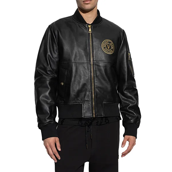 Áo Khoác Nam Versace Jeans Couture Black Jacket With Logo 77GAVP06 CPPS3 G89 Màu Đen Size 44