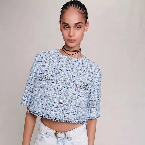 Áo Khoác Nữ Maje In Light Blue MFPVE00494 Màu Xanh Size 40 - Thời trang - Vua Hàng Hiệu