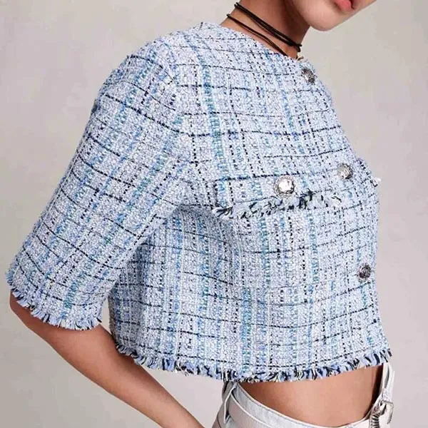 Áo Khoác Nữ Maje In Light Blue MFPVE00494 Màu Xanh Size 40 - Thời trang - Vua Hàng Hiệu