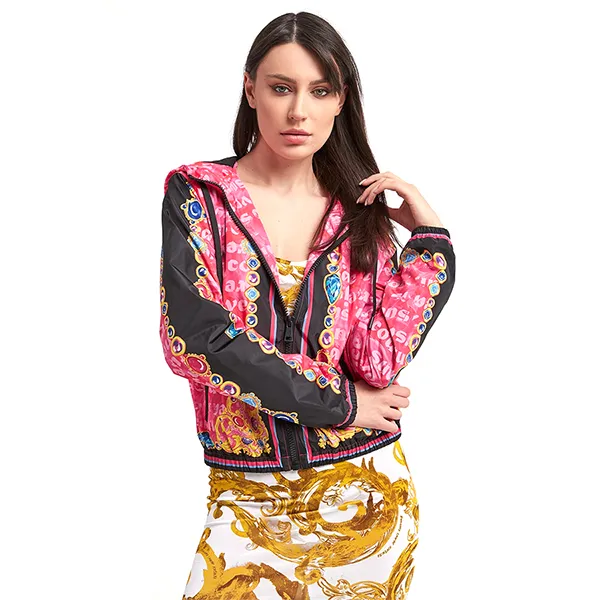 Áo Khoác Nữ Versace Jeans Couture Jacket Heart Baroque-Fuxia 76HASD01 CQ05S 401 Màu Hồng Đen Size 38 - Thời trang - Vua Hàng Hiệu