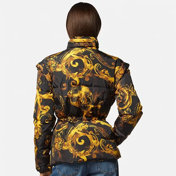 Áo Khoác Nữ Versace Jeans Couture Watercolour Couture Puffer Parka 76HAU405 CQS85 G89 Màu Đen Vàng Size 42