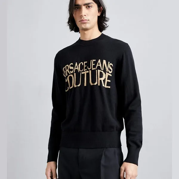 Áo Len Nam Versace Jeans Couture Jacquard Logo Sweater 77GAFM01-CMH80 Black Màu Đen Size S - Thời trang - Vua Hàng Hiệu