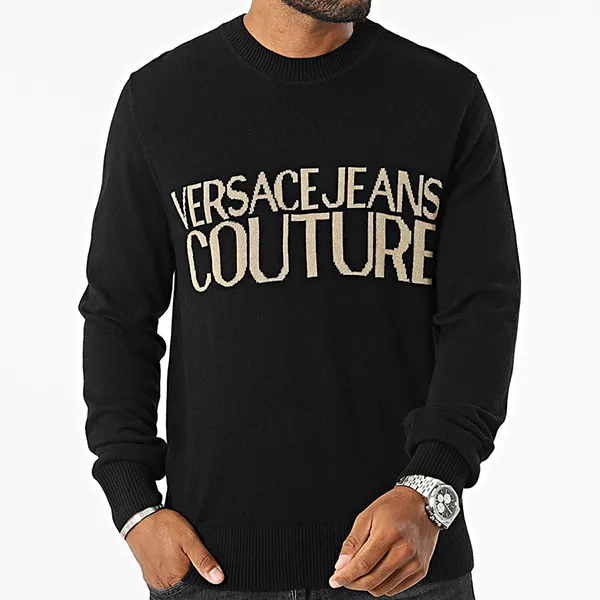 Áo Len Nam Versace Jeans Couture Jacquard Logo Sweater 77GAFM01-CMH80 Black Màu Đen Size S - Thời trang - Vua Hàng Hiệu