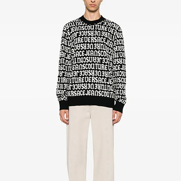 Áo Len Nam Versace Monogram Sweater 77GAFM03 CMN91 L01 Black/ White Màu Đen Trắng Size S - Thời trang - Vua Hàng Hiệu