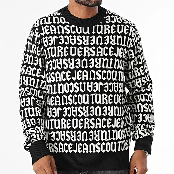 Áo Len Nam Versace Monogram Sweater 77GAFM03 CMN91 L01 Black/ White Màu Đen Trắng Size S - Thời trang - Vua Hàng Hiệu