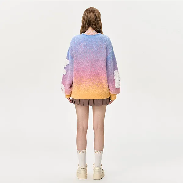 Áo Len Nữ 13 De Marzo Float Cloud Balloon Sweater Màu Cam Xanh Size S