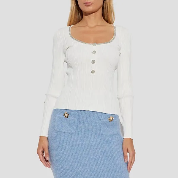 Áo Len Nữ Self-Portrait In White AW24180TAWWHITE Màu Trắng Size S