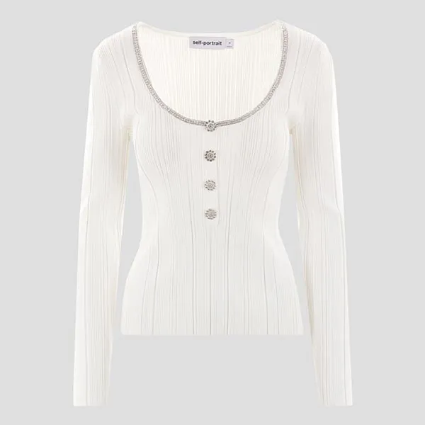 Áo Len Nữ Self-Portrait In White AW24180TAWWHITE Màu Trắng Size S