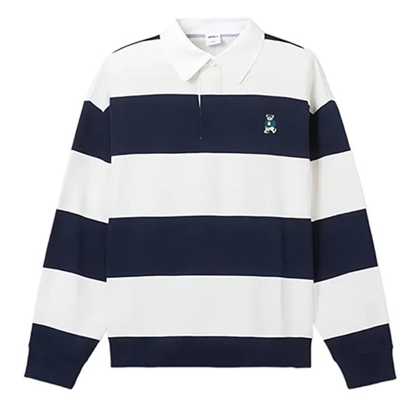 Áo Nỉ Sweater Spao Woody Rugby Sweatshirt SPMWE49C51 Màu Trắng Xanh Size S