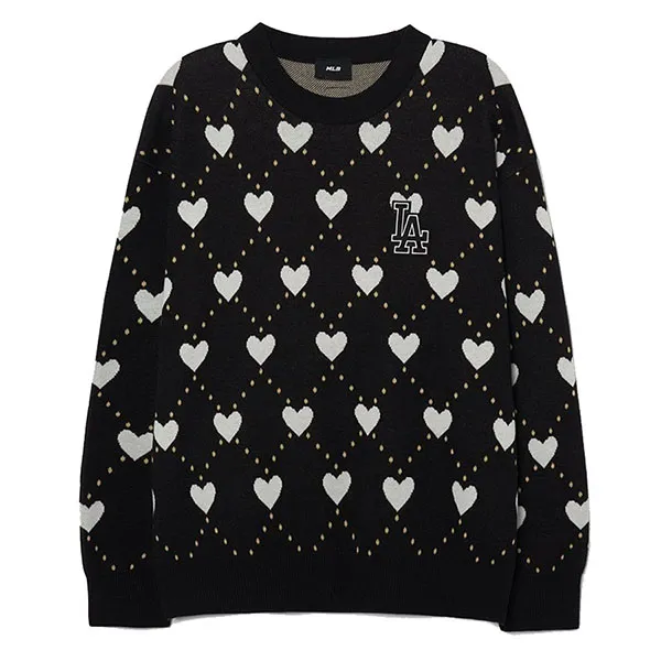 Áo Nỉ Sweater MLB Heart Overfit Long Sleeve Sweatshirt 100179473001_3AKPH0131 Màu Đen Size S - Thời trang - Vua Hàng Hiệu