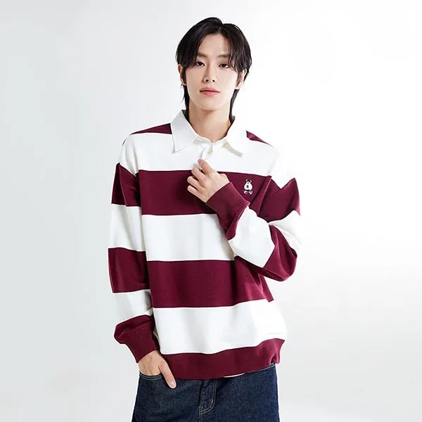Áo Nỉ Sweater Spao Woody Rugby SPMWE49C51 Màu Trắng Phối Đỏ Size S