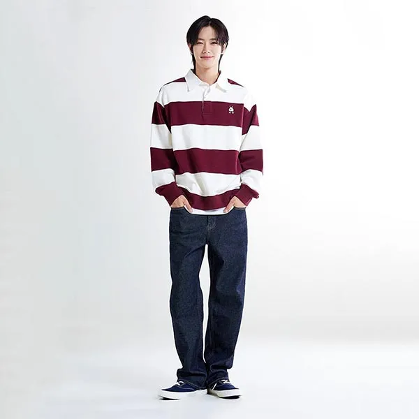 Áo Nỉ Sweater Spao Woody Rugby SPMWE49C51 Màu Trắng Phối Đỏ Size S