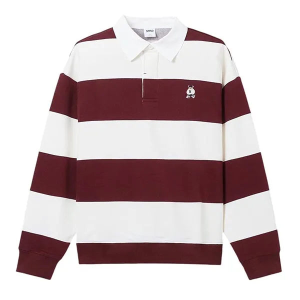 Áo Nỉ Sweater Spao Woody Rugby SPMWE49C51 Màu Trắng Phối Đỏ Size S