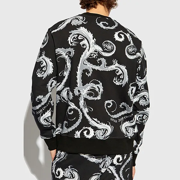 Áo Nỉ Sweater Nam Versace Jeans Couture Sweatshirt 77GAI3R0FS161 KJ2 Màu Đen Trắng Size XS