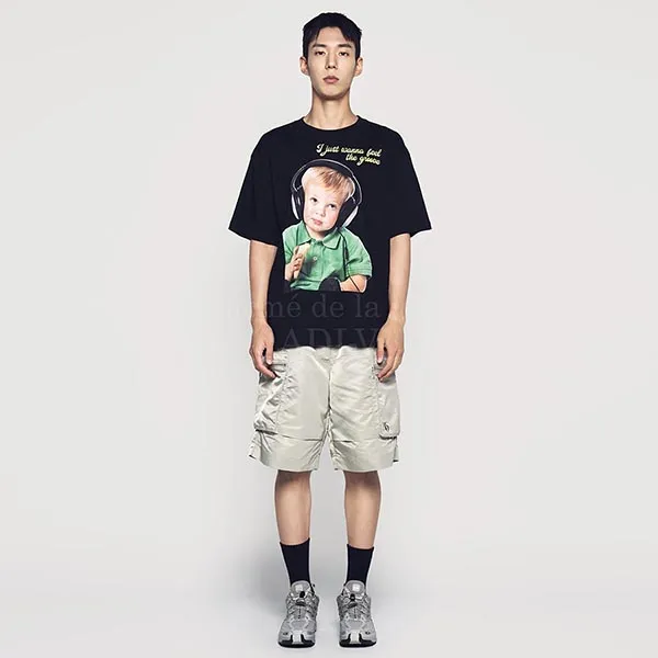 Áo Phông Acmé De La Vie ADLV Headset Boy Lettering Baby Face Short Sleeve Tshirt Màu Đen Size 1