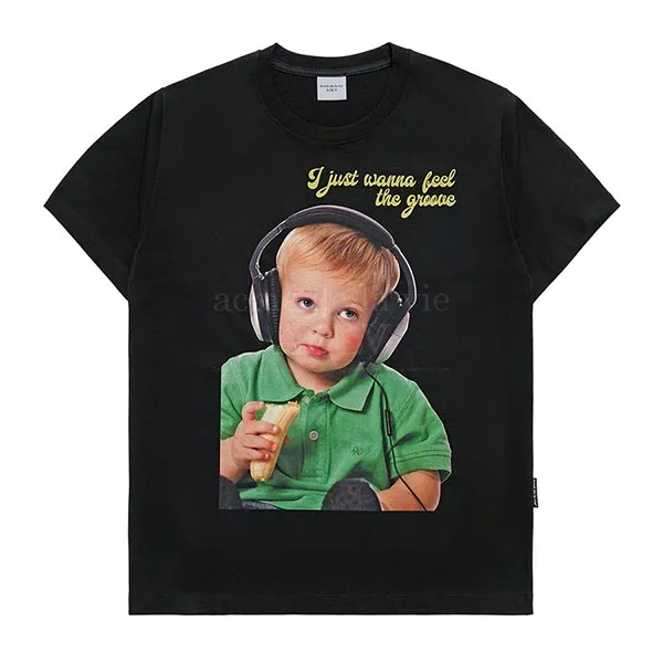 Áo Phông Acmé De La Vie ADLV Headset Boy Lettering Baby Face Short Sleeve Tshirt Màu Đen Size 1