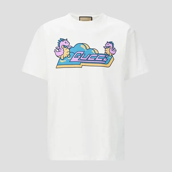 Áo Phông Nam Gucci White With Dragon Baby Logo Printed 776596 XJGD0 9086 Tshirt Màu Trắng Size XS - Thời trang - Vua Hàng Hiệu