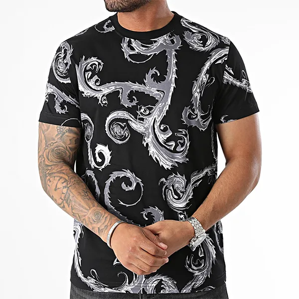 Áo Phông Nam Versace Jeans Couture Tshirt Print Chromo Couture 77GAH6S0 JS388 KJ2 Màu Đen Xám Size S - Thời trang - Vua Hàng Hiệu