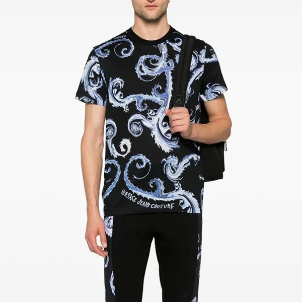 Áo Phông Nam Versace Jeans Couture Tshirt Print Chromo Couture 77GAH6S0 JS388 QY9 Màu Đen Xanh Size M - Thời trang - Vua Hàng Hiệu