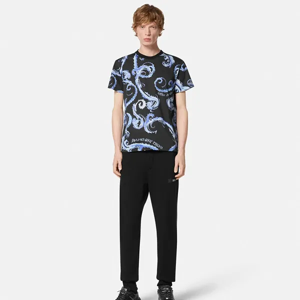 Áo Phông Nam Versace Jeans Couture Tshirt Print Chromo Couture 77GAH6S0 JS388 QY9 Màu Đen Xanh Size M - Thời trang - Vua Hàng Hiệu