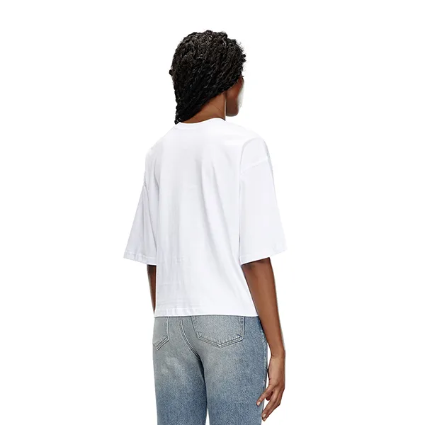 Áo Phông Nữ Diesel T-Rowy-Od Boxy T-Shirt With Embroidered D A115590NIAX100 Màu Trắng Size XS