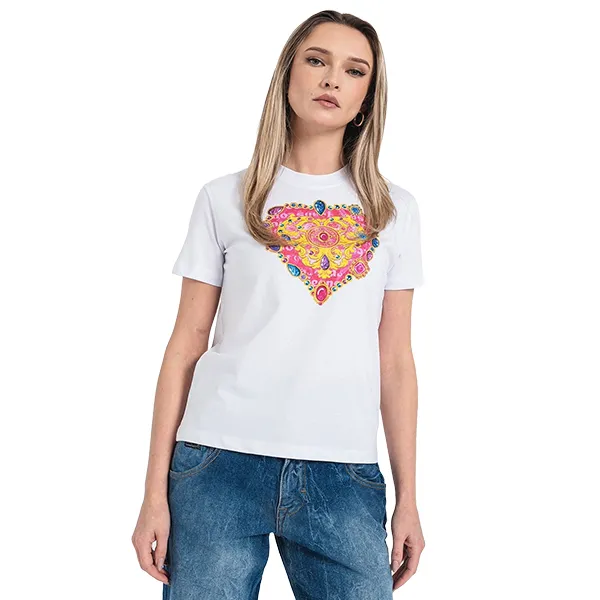 Áo Phông Nữ Versace Jeans Couture Heart Couture Tshirt 76HAHL01 CJ01L G03 Màu Trắng Size XS - Thời trang - Vua Hàng Hiệu