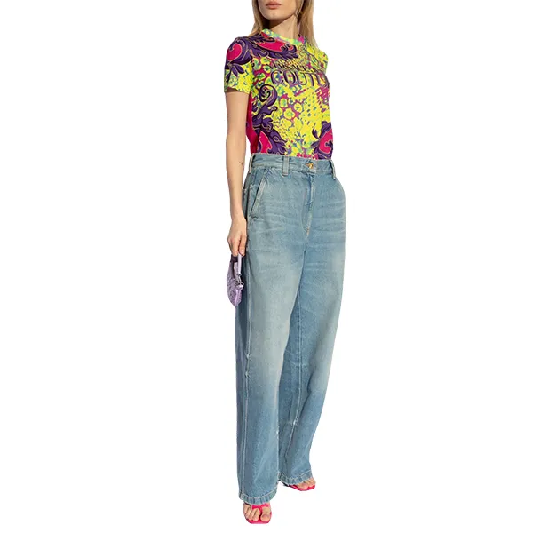 Áo Phông Nữ Versace Jeans Couture Tshirt Damski 76HAH6P3 JS350 609 Phối Màu Size XS - Thời trang - Vua Hàng Hiệu