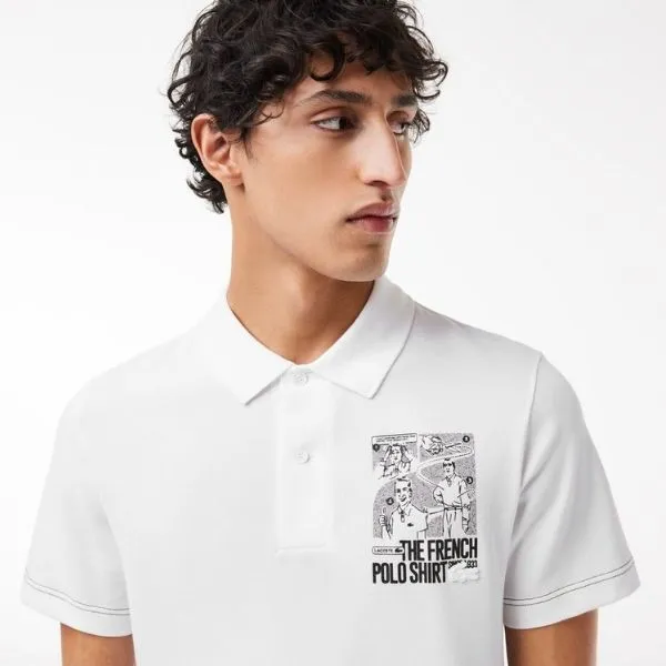 Áo Polo Nam Lacoste Back And Front Print Movement Polo Shirt PH7416 001 Màu Trắng Size S