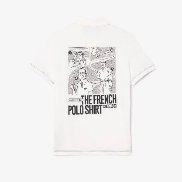 Áo Polo Nam Lacoste Back And Front Print Movement Polo Shirt PH7416 001 Màu Trắng Size S
