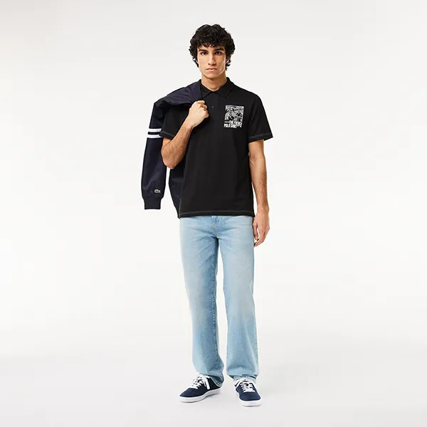 Áo Polo Nam Lacoste Back And Front Print Movement Polo Shirt PH7416 031 Màu Đen Size M - Thời trang - Vua Hàng Hiệu