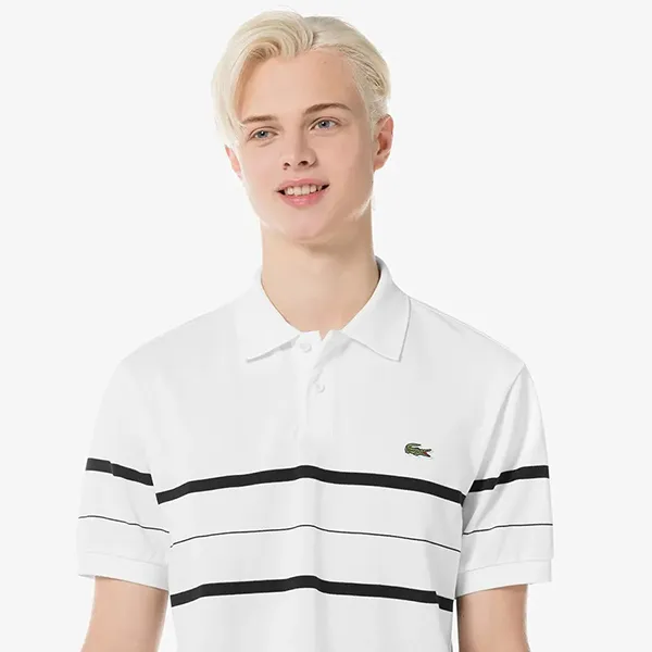 Áo Polo Nam Lacoste Regular Fit Shirt PH196E - 001 Màu Trắng Kẻ Size 3 - Thời trang - Vua Hàng Hiệu
