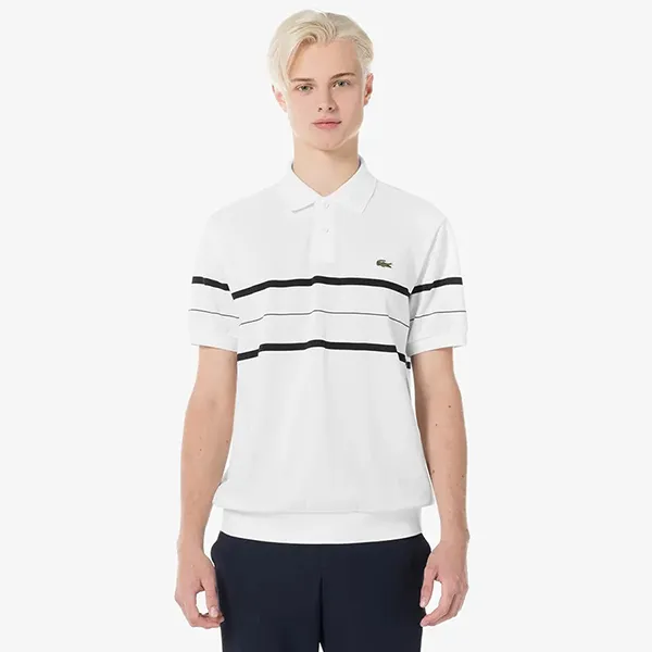 Áo Polo Nam Lacoste Regular Fit Shirt PH196E - 001 Màu Trắng Kẻ Size 3 - Thời trang - Vua Hàng Hiệu