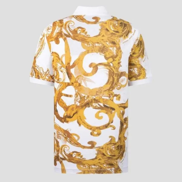 Áo Polo Nam Versace Jeans Couture White With Baroque Logo Printed 76GAG6S0 JS286 G03 Màu Trắng Size XS