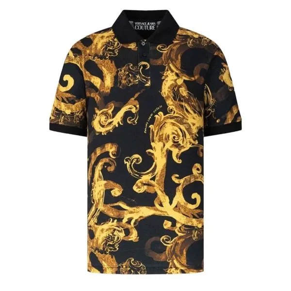 Áo Polo Nam Versace Jeans Couture Black With Baroque Logo Printed 76GAG6S0 JS286 G89 Màu Đen Size M