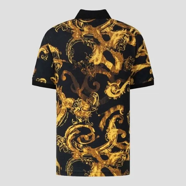Áo Polo Nam Versace Jeans Couture Black With Baroque Logo Printed 76GAG6S0 JS286 G89 Màu Đen Size M