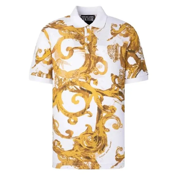 Áo Polo Nam Versace Jeans Couture White With Baroque Logo Printed 76GAG6S0 JS286 G03 Màu Trắng Size XS