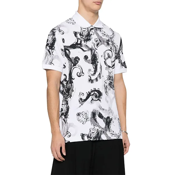 Áo Polo Nam Versace Jeans Couture Collar Polo Shirt 76GAG6S0 JS286 003 Màu Trắng Họa Tiết Size XS - Thời trang - Vua Hàng Hiệu