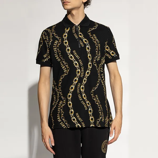 Áo Polo Nam Versace Jeans Couture Patterned Shirt 77GAG626 JS391 G89 Màu Đen Size XS