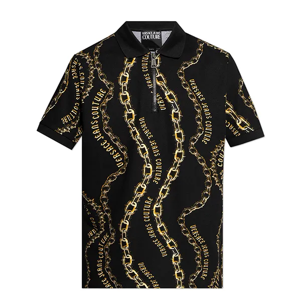 Áo Polo Nam Versace Jeans Couture Patterned Shirt 77GAG626 JS391 G89 Màu Đen Size XS