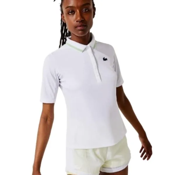 Áo Polo Nữ Lacoste Pickleball Sports Functional Pique Collar Short Sleeve T-shirt Màu Trắng