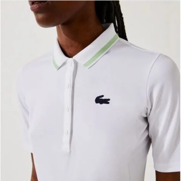 Áo Polo Nữ Lacoste Pickleball Sports Functional Pique Collar Short Sleeve T-shirt Màu Trắng