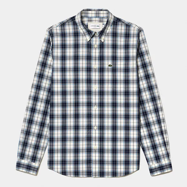 Áo Sơ Mi Dài Tay Nam Lacoste Regular Check Print Stretch Shirt CH3745 XDE Phối Màu Size 38