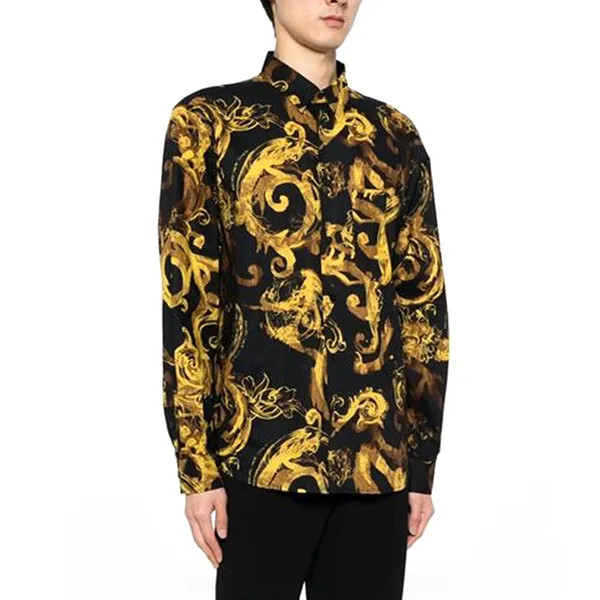 Áo Sơ Mi Nam Versace Jeans Couture Baroque Print Regular Shirt 76GAL2R1 NS408 G89 Màu Đen Vàng Size 44