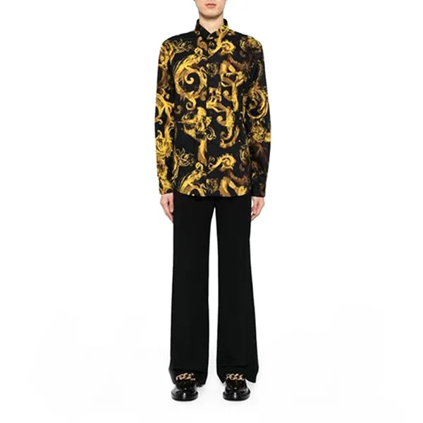 Áo Sơ Mi Nam Versace Jeans Couture Baroque Print Regular Shirt 76GAL2R1 NS408 G89 Màu Đen Vàng Size 44