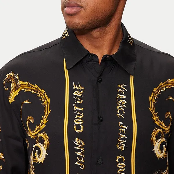 Áo Sơ Mi Nam Versace Jeans Couture Koszula Czarny Regular Fit 77GAL2RC NS499 Màu Vàng Đen Size 46