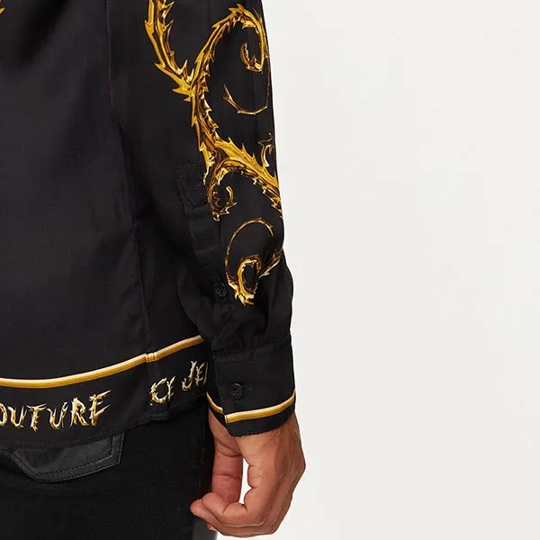 Áo Sơ Mi Nam Versace Jeans Couture Koszula Czarny Regular Fit 77GAL2RC NS499 Màu Vàng Đen Size 46