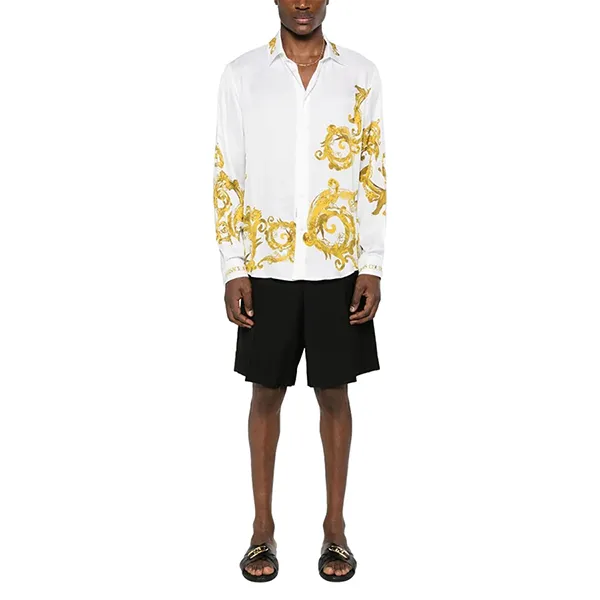 Áo Sơ Mi Nam Versace Jeans Couture Print Shirt 76GAL2RW NS410 G03 Màu Trắng Vàng Size 44
